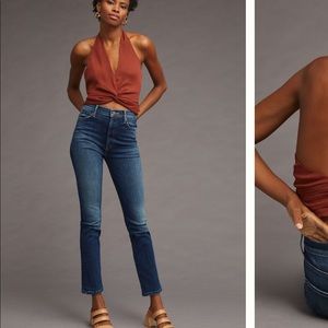 High rise swooner rascal mother jeans. Color: where is my mind?